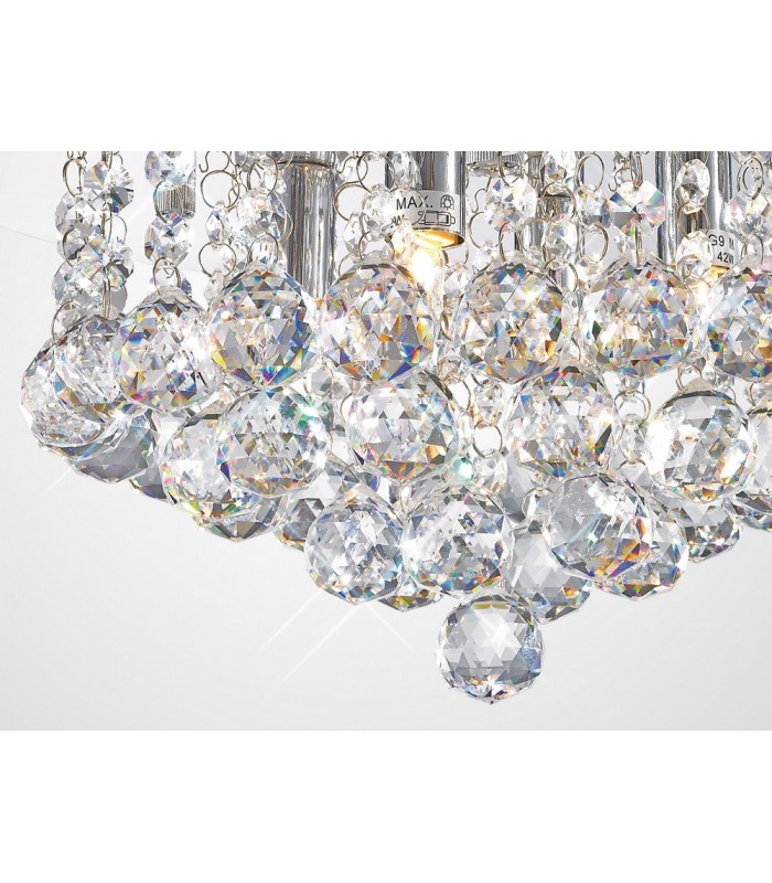 Flush Ceiling, 350mm Round, 4 Light G9 Polished Chrome, Crystal - 10