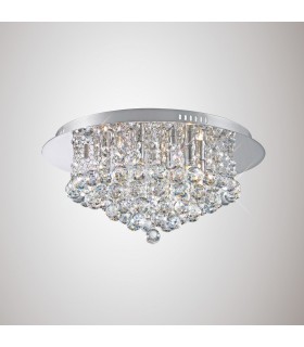 Flush Ceiling, 450mm Round, 6 Light G9 Polished Chrome, Crystal - 2