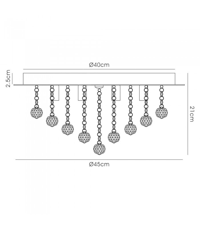 Flush Ceiling, 450mm Round, 6 Light G9 Polished Chrome, Crystal - 3
