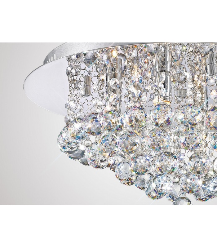 Flush Ceiling, 450mm Round, 6 Light G9 Polished Chrome, Crystal - 7