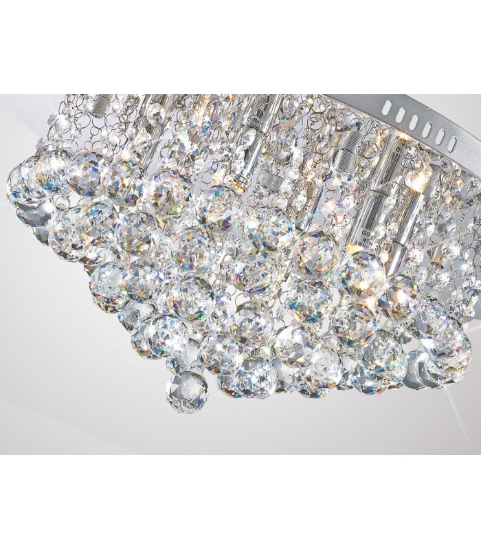 Flush Ceiling, 450mm Round, 6 Light G9 Polished Chrome, Crystal - 8