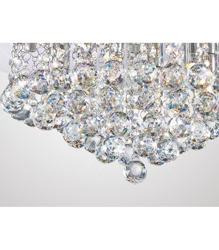 Flush Ceiling, 450mm Round, 6 Light G9 Polished Chrome, Crystal - 9