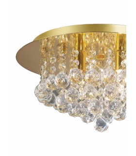 Flush Ceiling, 350mm Round, 4 Light G9 Crystal French Gold - 2