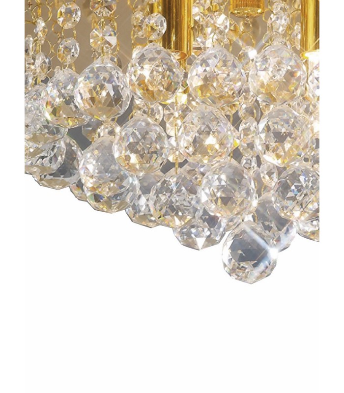 Flush Ceiling, 350mm Round, 4 Light G9 Crystal French Gold - 5