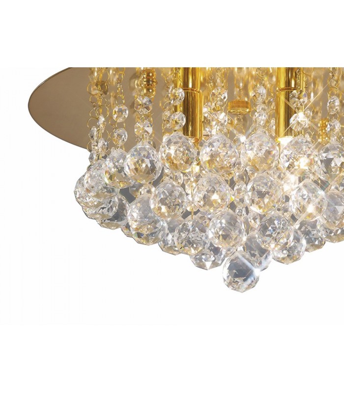 Flush Ceiling, 350mm Round, 4 Light G9 Crystal French Gold - 6