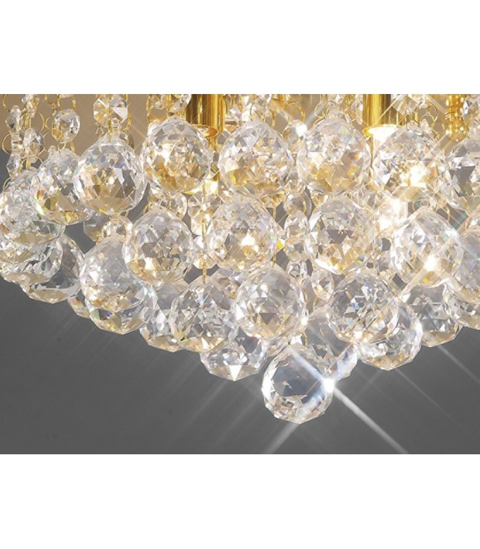 Flush Ceiling, 350mm Round, 4 Light G9 Crystal French Gold - 8