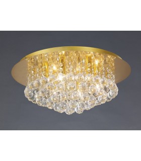 Flush Ceiling, 450mm Round, 6 Light G9 Crystal French Gold - 2