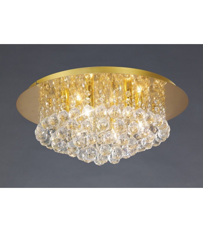 Flush Ceiling, 450mm Round, 6 Light G9 Crystal French Gold - 2