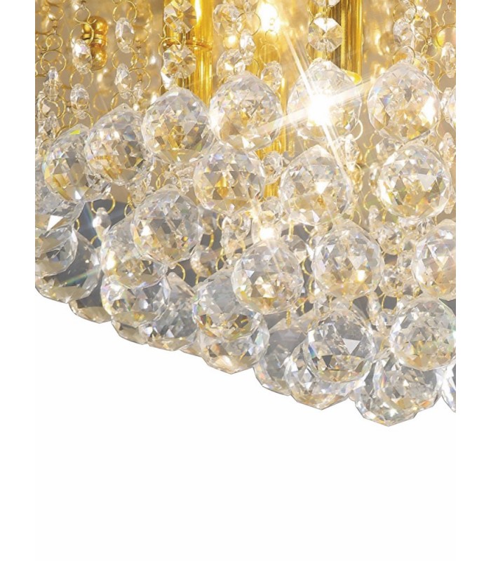Flush Ceiling, 450mm Round, 6 Light G9 Crystal French Gold - 5