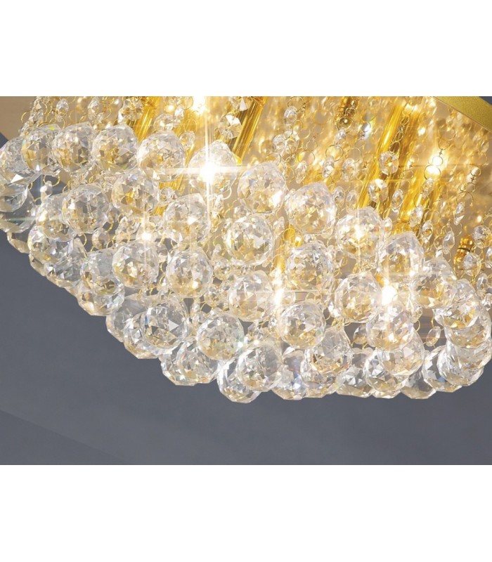 Flush Ceiling, 450mm Round, 6 Light G9 Crystal French Gold - 8