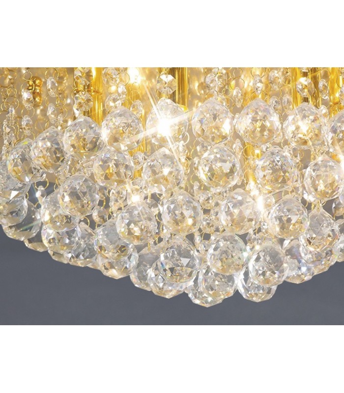 Flush Ceiling, 450mm Round, 6 Light G9 Crystal French Gold - 9