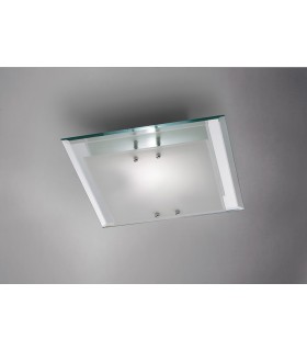 Flush Ceiling, 350mm Square, 2 Light E27 Polished Chrome - 2