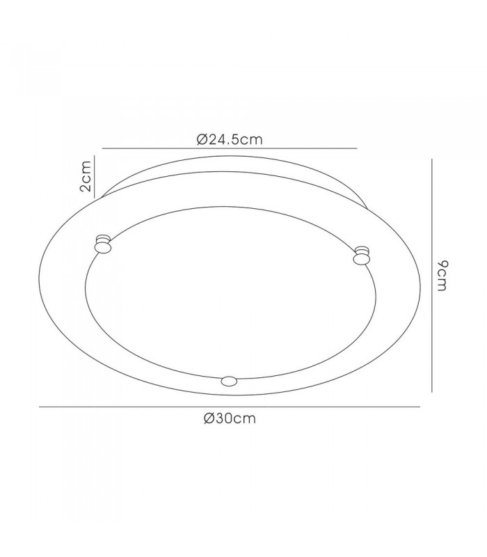 Flush Ceiling, 300mm Round 2 Light E27 Polished Chrome - 3