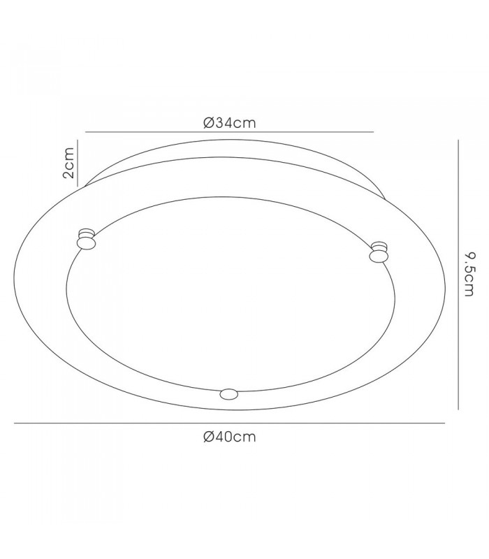 Flush Ceiling, 400mm Round, 3 Light E27 Polished Chrome - 3