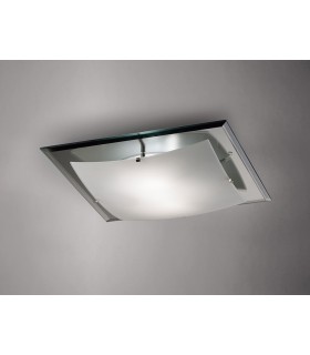 Flush Ceiling, 420mm Square, 3 Light E27 Frosted, Smoked Mirror - 2