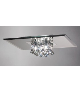 Flush Ceiling, 400mm Square, 5 Light G9 Polished Chrome, Smoked Mirror, Smoked Crystal - 2