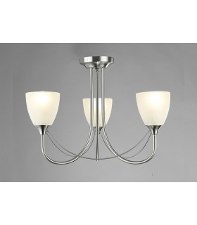 Semi Flush Ceiling 3 Light Satin Nickel, Opal Glass - 2