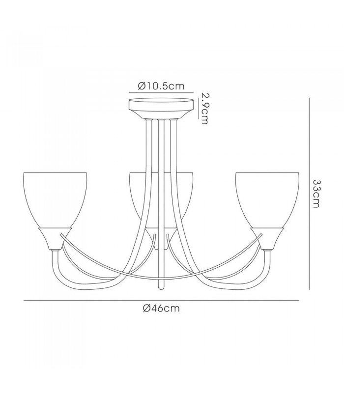 Semi Flush Ceiling 3 Light Satin Nickel, Opal Glass - 3