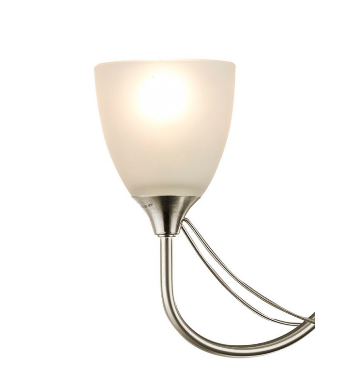 Semi Flush Ceiling 3 Light Satin Nickel, Opal Glass - 5