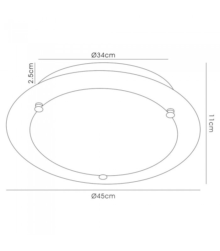 Flush Ceiling, 450mm Round, 3 Light E27 Polished Chrome - 3