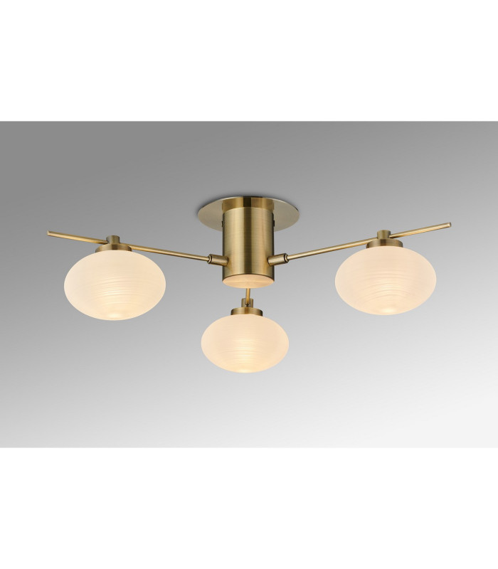 Addie Flush Ceiling 3 Globe Light G9 Antique Brass/Opal Glass-2