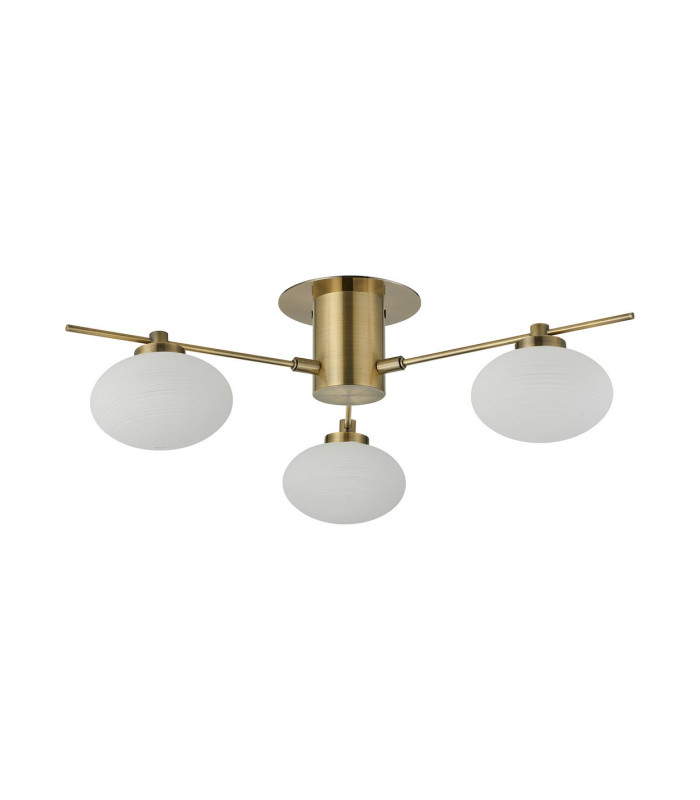 Addie Flush Ceiling 3 Globe Light G9 Antique Brass/Opal Glass-4