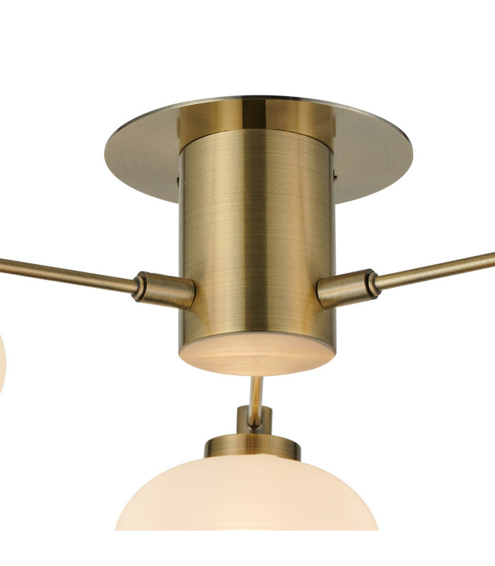 Addie Flush Ceiling 3 Globe Light G9 Antique Brass/Opal Glass-5