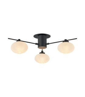 Addie Flush Ceiling 3 Globe Light G9 Satin Black/Opal Glass-1