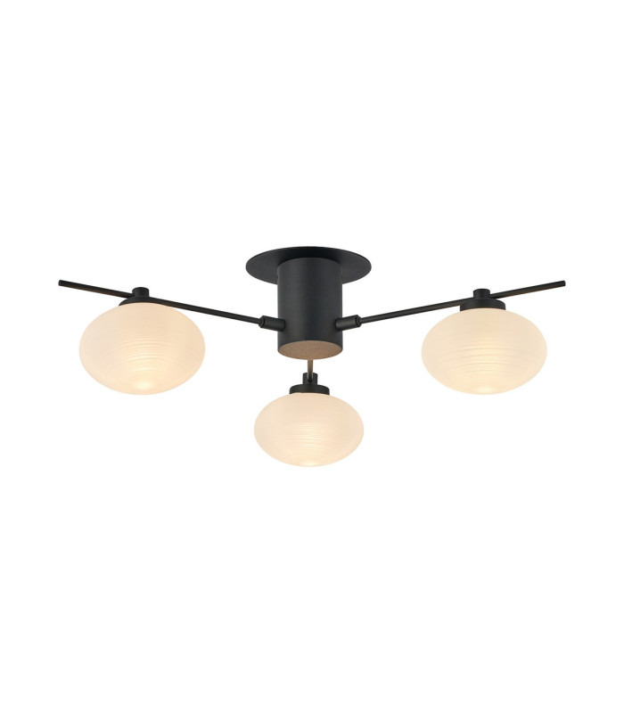 Addie Flush Ceiling 3 Globe Light G9 Satin Black/Opal Glass-1
