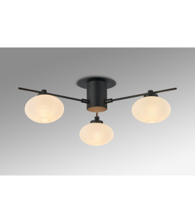 Addie Flush Ceiling 3 Globe Light G9 Satin Black/Opal Glass-2