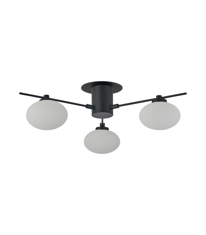 Addie Flush Ceiling 3 Globe Light G9 Satin Black/Opal Glass-4