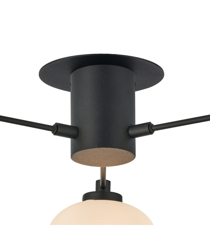 Addie Flush Ceiling 3 Globe Light G9 Satin Black/Opal Glass-5