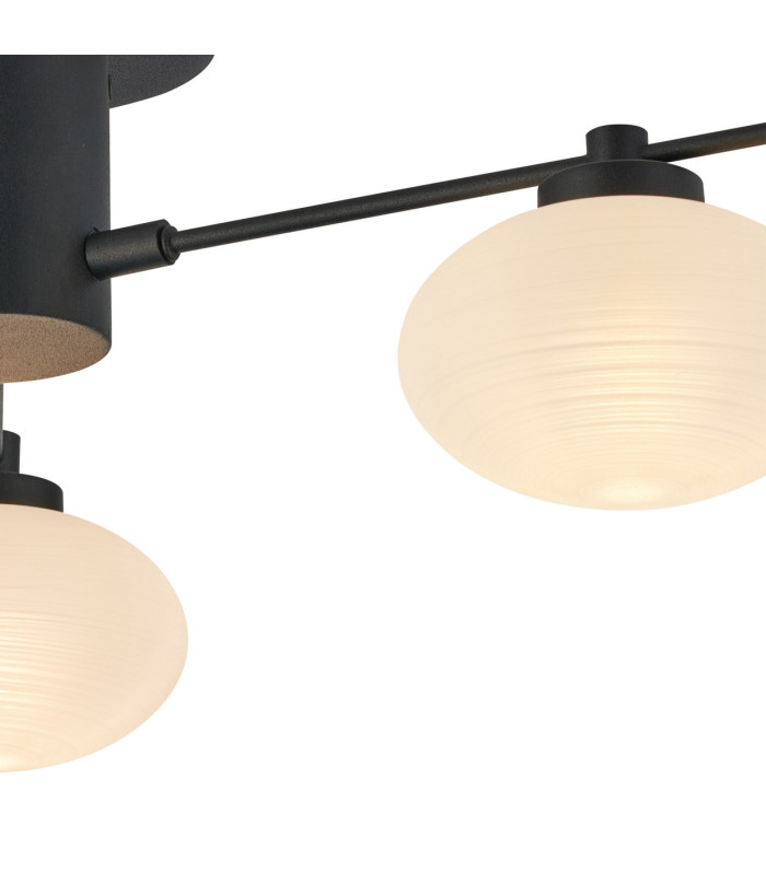 Addie Flush Ceiling 3 Globe Light G9 Satin Black/Opal Glass-7