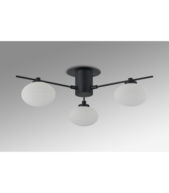 Addie Flush Ceiling 3 Globe Light G9 Satin Black/Opal Glass-8