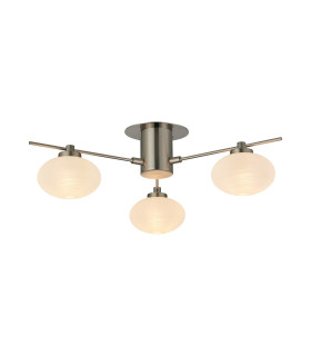 Addie Flush Ceiling 3 Globe Light G9 Satin Nickel/Opal Glass-1