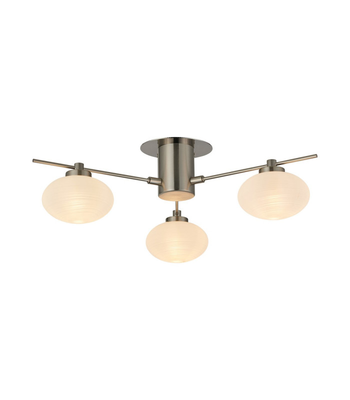 Addie Flush Ceiling 3 Globe Light G9 Satin Nickel/Opal Glass-1