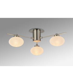 Addie Flush Ceiling 3 Globe Light G9 Satin Nickel/Opal Glass-2