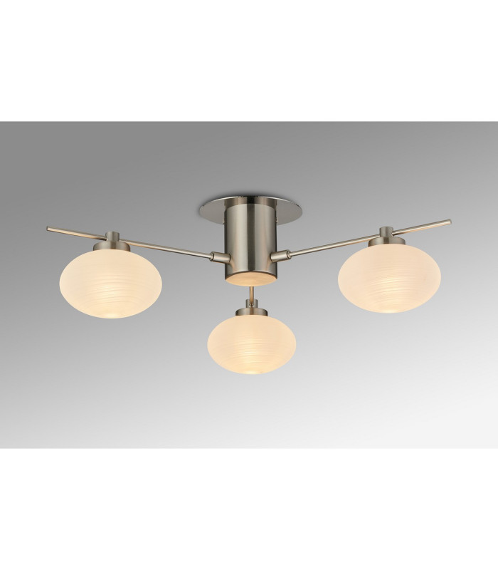 Addie Flush Ceiling 3 Globe Light G9 Satin Nickel/Opal Glass-2