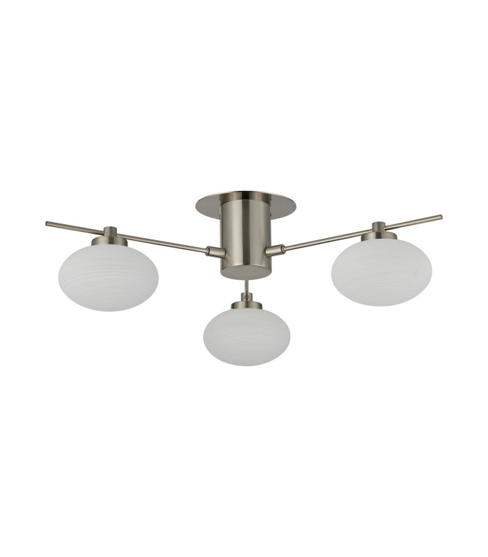 Addie Flush Ceiling 3 Globe Light G9 Satin Nickel/Opal Glass-4