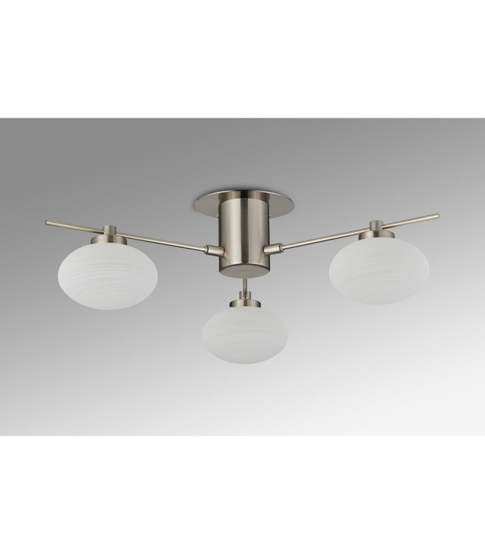 Addie Flush Ceiling 3 Globe Light G9 Satin Nickel/Opal Glass-8