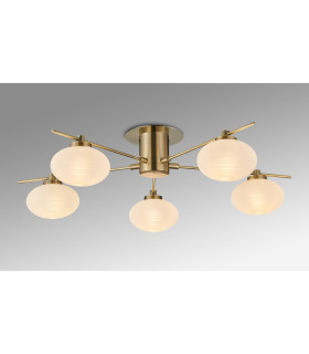 Addie Flush Ceiling 5 Globe Light G9 Antique Brass/Opal Glass-2