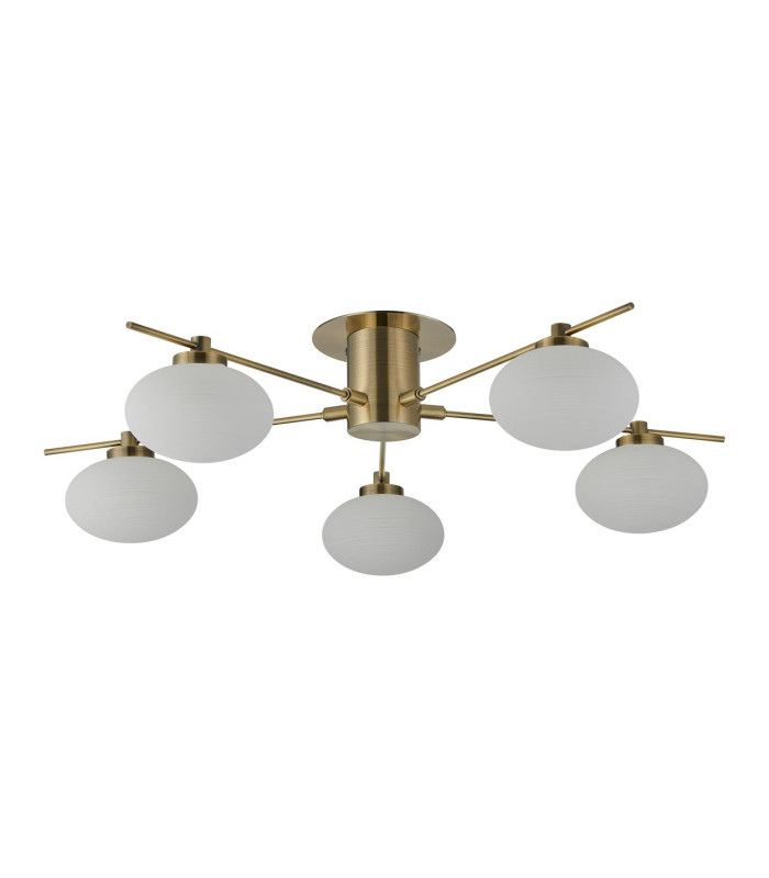Addie Flush Ceiling 5 Globe Light G9 Antique Brass/Opal Glass-4
