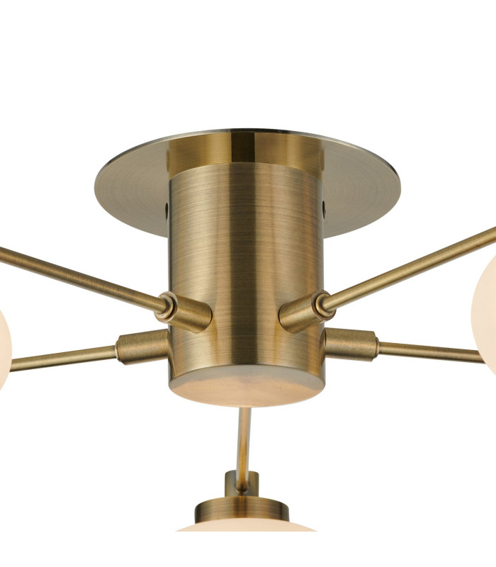 Addie Flush Ceiling 5 Globe Light G9 Antique Brass/Opal Glass-5