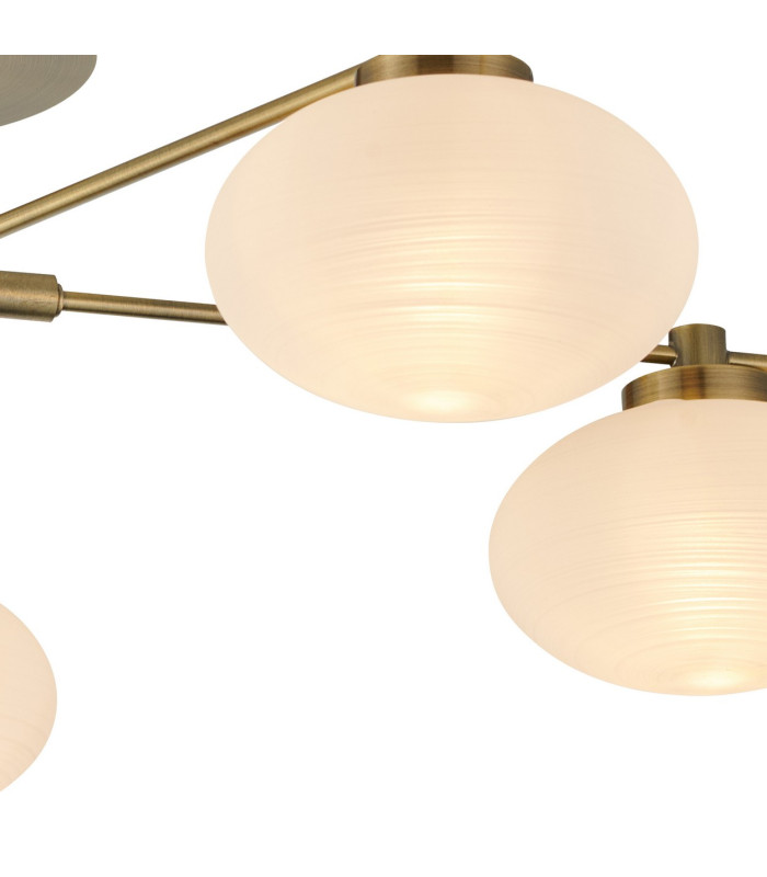 Addie Flush Ceiling 5 Globe Light G9 Antique Brass/Opal Glass-7