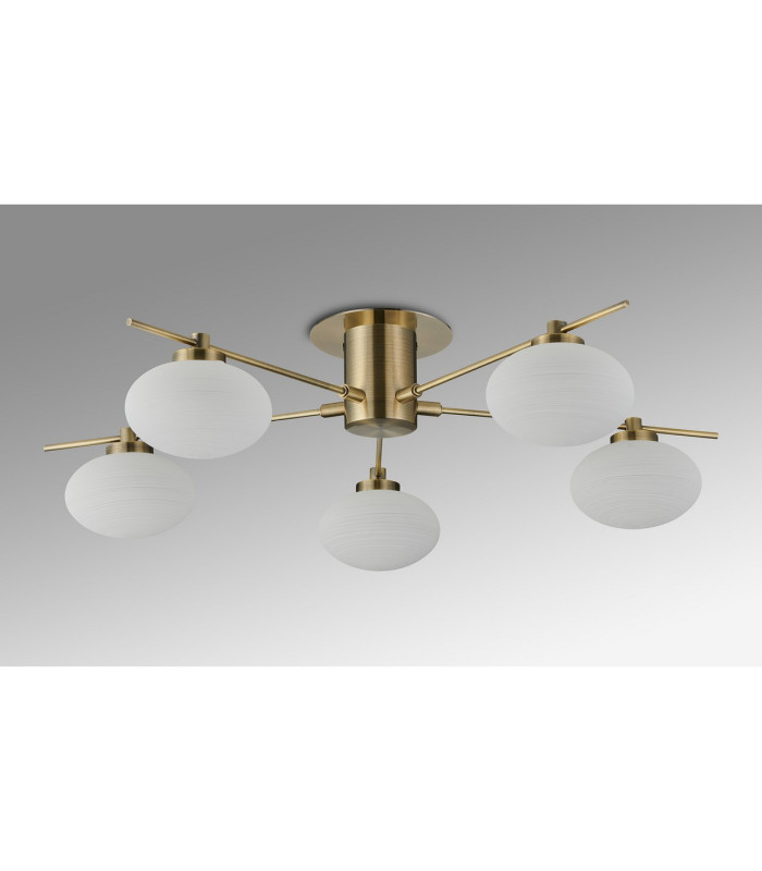 Addie Flush Ceiling 5 Globe Light G9 Antique Brass/Opal Glass-8