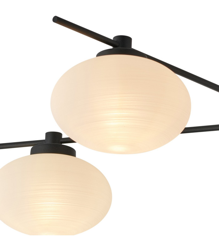 Addie Flush Ceiling 5 Globe Light G9 Satin Black/Opal Glass-6