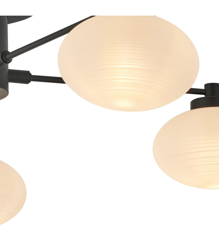 Addie Flush Ceiling 5 Globe Light G9 Satin Black/Opal Glass-7