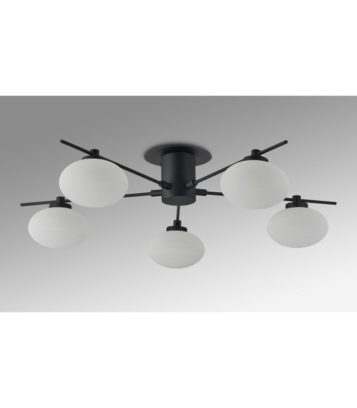 Addie Flush Ceiling 5 Globe Light G9 Satin Black/Opal Glass-8