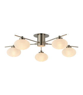 Addie Flush Ceiling 5 Globe Light G9 Satin Nickel/Opal Glass-1