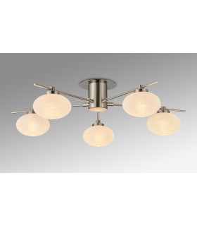 Addie Flush Ceiling 5 Globe Light G9 Satin Nickel/Opal Glass-2
